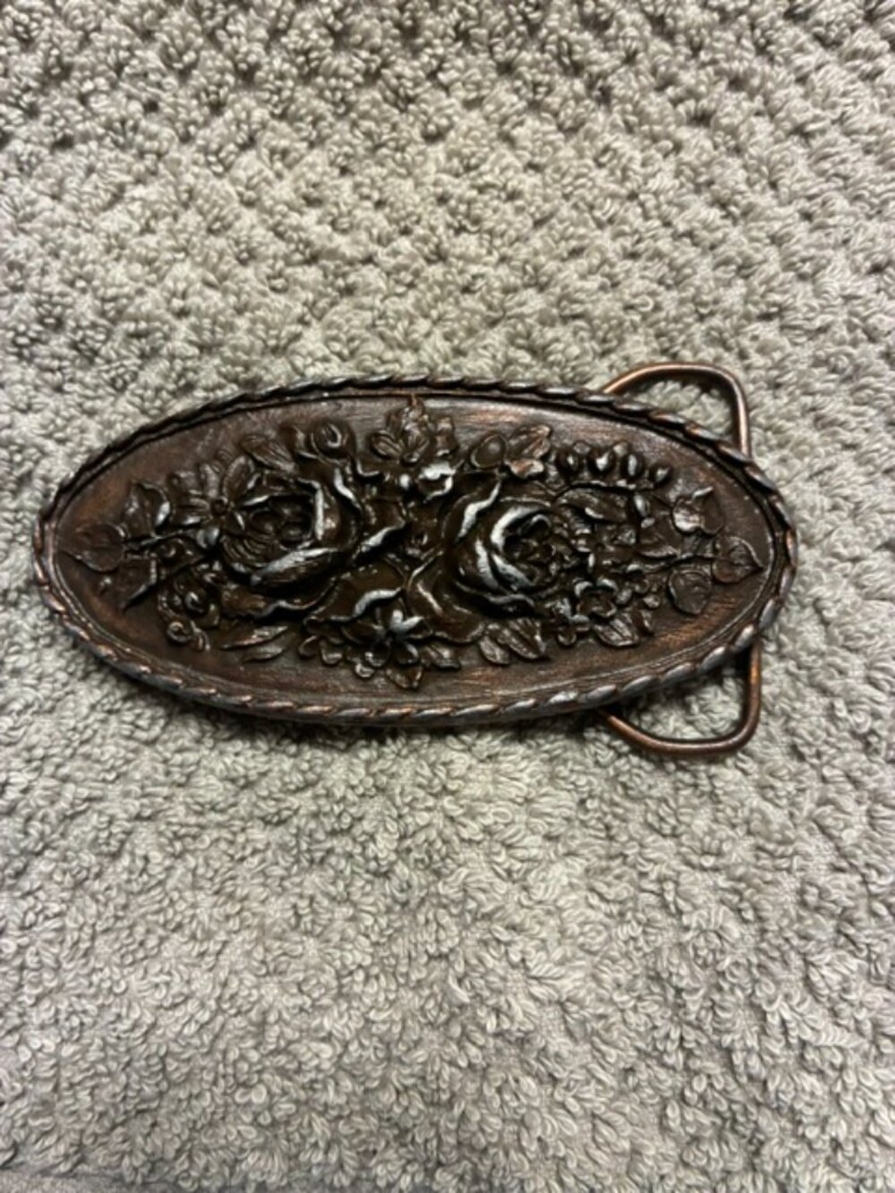 Vintage Siskiyou Rose bronze plated women's belt buckle
